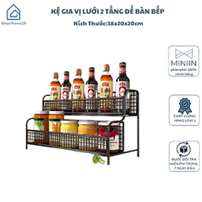 Kệ Để Bàn Bếp 2 Tầng Lưới Thép Sơn Tĩnh Điện Chống Rỉ, Kệ Mỹ Phẩm Trang Trí Tiện Lợi - HÀNG CHÍNH HÃNG MINIIN