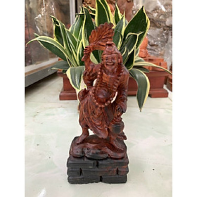 Tượng ông tế công bằng gỗ trắc liền khối  đỏ đen kt cao 20×10×6,5cm