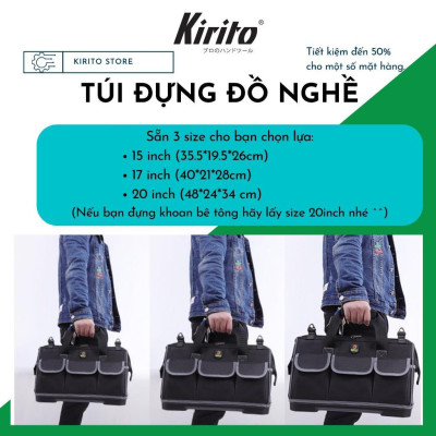 Túi đựng đồ nghề cao cấp đế nhựa chống vỡ, vải 3 lớp chống đam thủng màu xanh đen