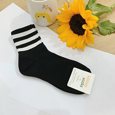 Tất vớ nữ sọc cổ cao Kikiya cao cấp Hàn Quốc W-C-009