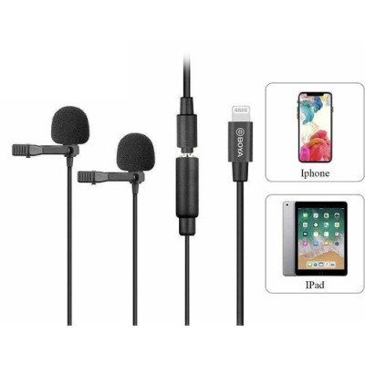 MIC THU ÂM KÉP CÀI ÁO BOYA BY-M2D CHO ĐIỆN THOẠI IPHONE CỔNG LIGHTNING hàng chính hãng