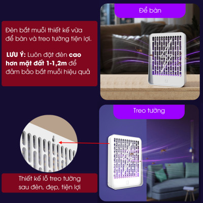 Đèn bắt muỗi diệt côn trùng thông minh đa năng pin tốt, đuổi muỗi an toàn cho bé