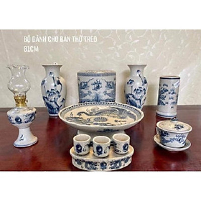 Bộ đồ thờ men rạn cổ,ban treo 81cm