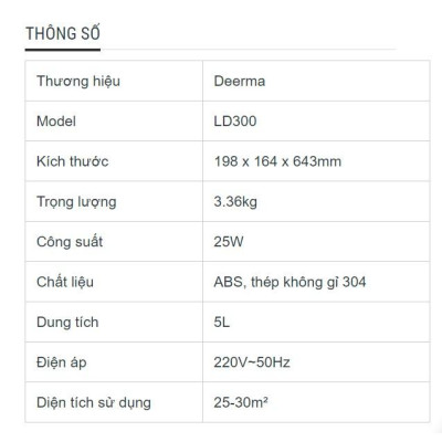 Máy tạo độ ẩm Deerma hàng nhập khẩu  - LD300