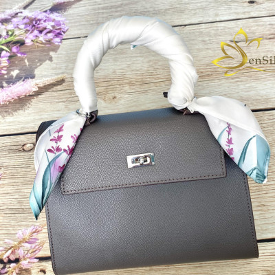 Phụ Kiện Lụa Thời Trang Vẽ Tay Hoa Lavender SenSilk 55x55cm, Khăn Lụa Đẹp Vẽ Tay - Quà Tặng Độc Đáo, Silk Square Painting Scarf