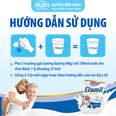 Sữa Cho Người Lớn Tuổi, Người Ốm Bệnh Etomil Perfect 900G - Dinh Dưỡng Vàng Cho Người Cao Tuổi, Hương Vị Dễ Uống