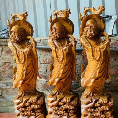 TƯỢNG ĐẠT MA SƯ TỔ BẰNH GỖ BÁCH XANH THƠM NỨC KT CAO 40×12×11CM1