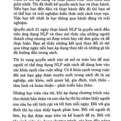 21 Ngày Thực Hành NLP - Thay Đổi Thói Quen, Xây Dựng Nền Tảng Để Thành Công(Tái Bản 2020)