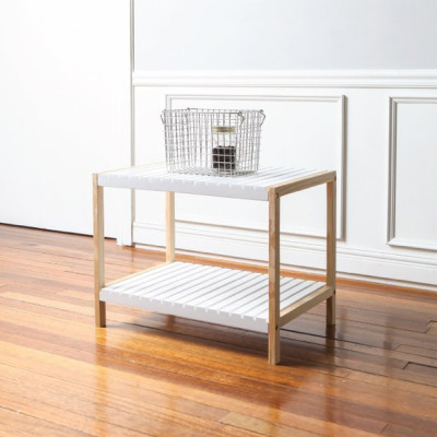 KỆ ĐỂ LÒ VI SÓNG 2 TẦNG HÀN QUỐC MÀU GỖ TỰ NHIÊN PHỐI TRẮNG - OVEN RACK 2F WHITE NATURAL