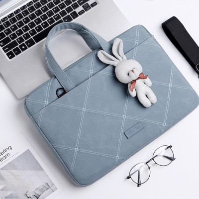 Túi chống sốc da cặp da chống sốc cho macbook, laptop, surface đeo chéo cute tặng kèm gấu bông