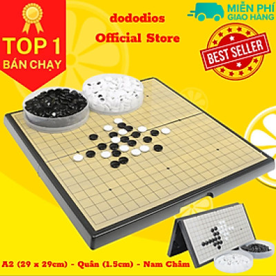 Cờ vây nam châm 15 dòng, 100 đen + 101 trắng, quân cờ đường kính 1.5cm, cao 0.5cm (có gắn nam châm) - Hãng dododios - A2