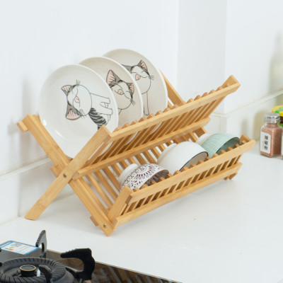 Giá úp chén bát Nhà của Mẹ chất liệu gỗ trúc tự nhiên chống mối mọt, nứt vỡ, có thể gấp gọn khi ko sử dụng, kích thước 46x22x21cm 