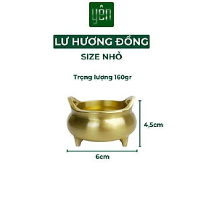Lư Nhang Thảo Mộc Bằng Đồng Loại Mini Đường Kính 4.4cm x Cao 4cm Trang Trí Bàn Thờ Dâng Hương Thư Giãn Tài Lộc