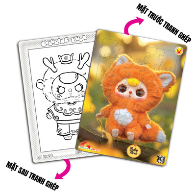 Xếp hình A4 -30 mảnh ghép Tia Sáng: 030-171-Baby three - Cáo tặng tranh tô màu