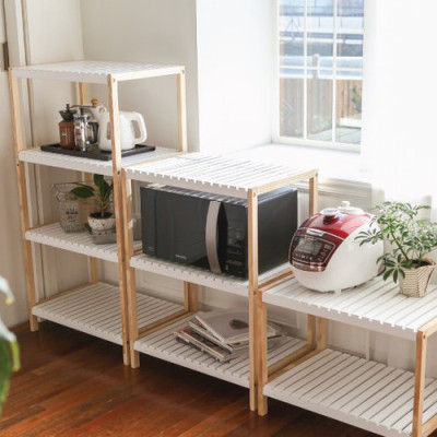 KỆ ĐỂ LÒ VI SÓNG 2 TẦNG HÀN QUỐC MÀU GỖ TỰ NHIÊN PHỐI TRẮNG - OVEN RACK 2F WHITE NATURAL