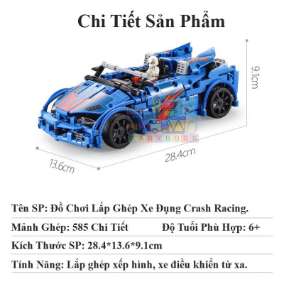 Đồ Chơi Điều Khiển Từ Xa 4 Chế Độ, Đồ Chơi Mô Hình, Bộ Đồ Chơi Lắp Ghép Xếp Hình Xe Đụng Crash Racing Với 585 Chi Tiết.