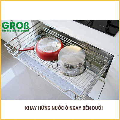 Giá úp bát đa năng nan dẹt inox 304 thương hiệu Grob mã GC304