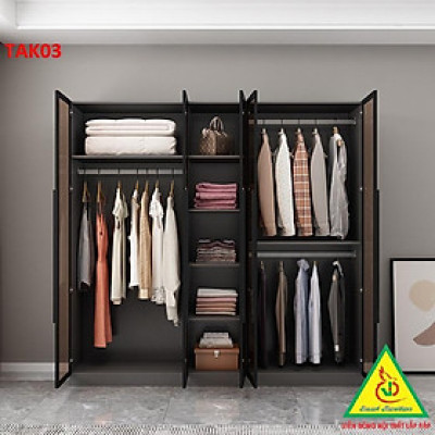 Tủ quần áo cánh kính khung nhôm hiện đại cánh lùa TAK09 ( giá mét vuông tủ) - Nội thất lắp ráp Viễn Đông Adv