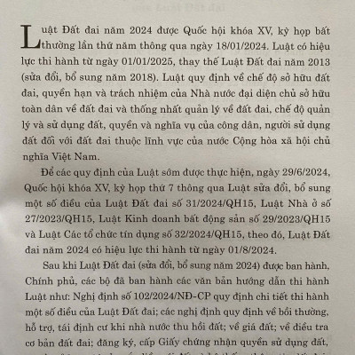 Các Văn Bản Hướng Dẫn Thi Hành Luật Đất Đai ( Sửa đổi, bổ sung năm 2024 )