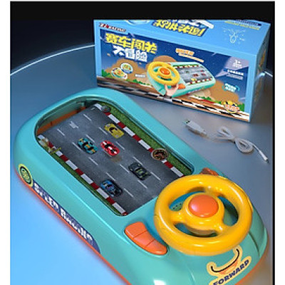 Đồ chơi đường đua xe ô tô có màn hình chuyển động, vô lăng điều khiển kèm hiệu ứng âm thanh