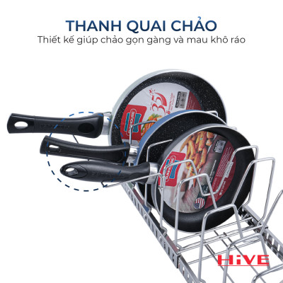 GIÁ ÚP CHẢO 2 NGĂN HIVE INOX 304