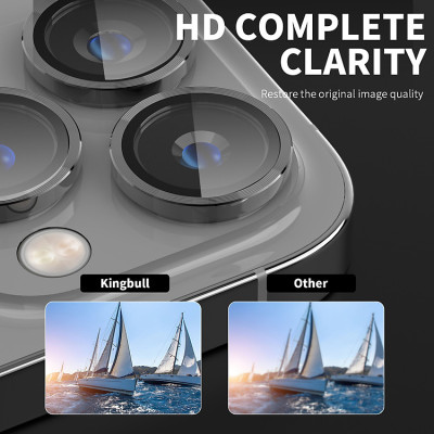 Bộ Dán Kính Cường Lực + Viền Nhôm Bảo Vệ Camera Sau Cho iPhone 16 Pro Max / 16 Pro / 16 Plus / 16 - Gucase Kuzoom Lens mang lại khả năng chụp hình sắc nét full HD (độ cứng 9H, tặng kèm khung tự dán) - Hàng nhập khẩu