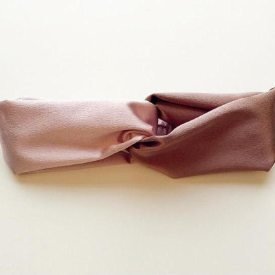 Băng đô turban nữ TB01B bản to phối màu nâu nhạt hồng nhạt