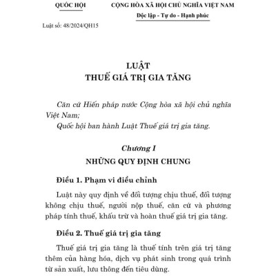 Luật thuế giá trị gia tăng năm 2024 - bản in 2025