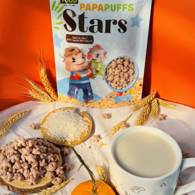 Bánh Ăn Dặm PAPAFOOD PAPAPUFFS STARS - 100% Nguyên Liệu Hữu Cơ - Gói 50g