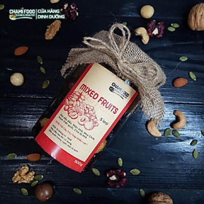 Trái cây sấy dẻo Chami KHÔNG ĐƯỜNG 500G Mix 6 hoa quả Mơ sấy dẻo Chà Là Mận sấy Nho khô Nam việt quất sấy Xoài sấy