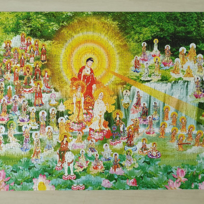 Bộ Tranh Xếp Hình Minh Châu 1000 Mảnh – Tây Phương Tiếp Dẫn (Kích Thước 50x80cm)