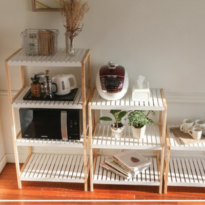 KỆ ĐỂ LÒ VI SÓNG 2 TẦNG HÀN QUỐC MÀU GỖ TỰ NHIÊN PHỐI TRẮNG - OVEN RACK 2F WHITE NATURAL