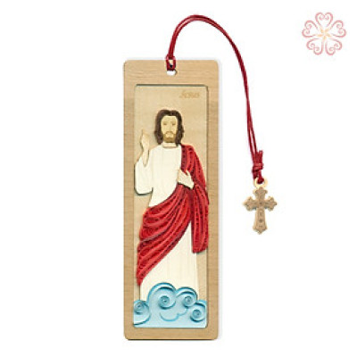 Bookmark Nghệ Thuật Chúa Jesus - Khắc Gỗ Veener Kết Hợp Giấy Xoắn - Size 5.2 x13.5