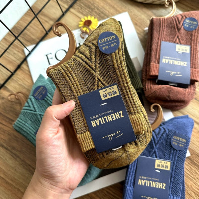 5 đôi Tất vớ cổ cao nam quả trám vintage dày dặn