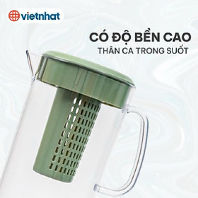 Ca kính uống nước có lọc 1500ml - Lõi lọc tháo rời, nắp kín - Trà, nước detox hoa quả bỏ tủ lạnh, Bình đựng nước, Bình pha trà có lõi lọc