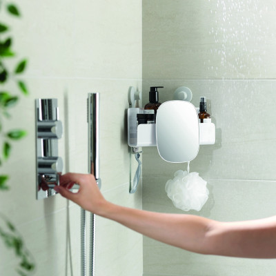 Joseph Joseph - Kệ đựng đồ góc nhà tắm có gương cao cấp EasyStore Corner Shower Shelf with Removable Mirror 988376