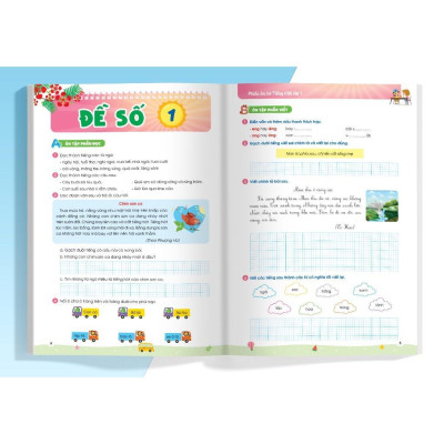 Sách - Phiếu Ôn Hè Toán Và Tiếng Việt Lớp 1 - Combo 2 Cuốn - Megabook