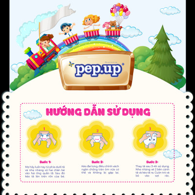 Combo 4 Gói Tã/Bỉm Quần Em Bé Pep.up Extra Dry Siêu Mềm Mại, Siêu Khô Thoáng, Kháng Khuẩn Size L (9 Miếng/Gói)