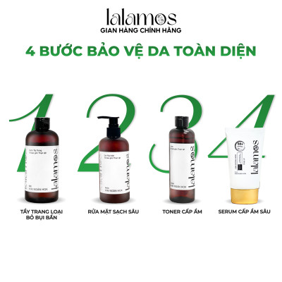 Combo bảo vệ da trắng hồng Lalamos Sữa Rửa Mặt 280ml + Kem Chống Nắng Nhụy Kim Ngân Hoa Nâng Tone 50ml