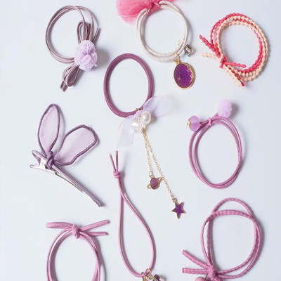 Set 9 cột tóc nhiều màu dễ thương - Hồng