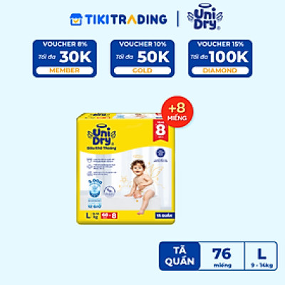 Tã quần UniDry Siêu khô thoáng gói Jumbo mới size L