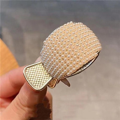 Kẹp tóc tròn đính đá và ngọc trai giả cho nữ, kẹp tóc đuôi ngựa tròn phong cách Hàn Quốc thời trang