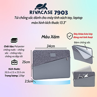 Túi Chống Sốc Rivacase 7903 dành cho Laptop 13.3 Inch - Bảo Hành 24 Tháng - Hàng Chính Hãng
