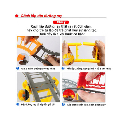 Hộp Đồ Chơi Lắp Ráp Đường Ray Xe Ôtô Chạy Pin Cho Bé
