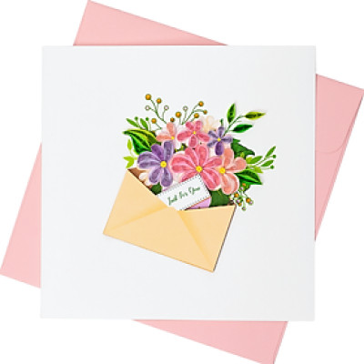 thiệp giấy xoắn tình yêu valentine size 15x15cm 