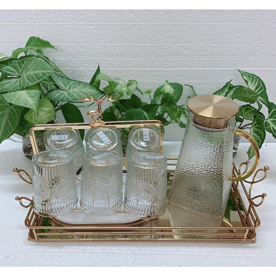 COMBO BỘ BÌNH CỐC THỦY TINH UỐNG NƯỚC CHỊU NHIỆT CAO CẤP LÊN ĐẾN 400 ĐỘ C ( CỐC 300ML, BÌNH ĐÁY VUÔNG)