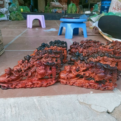 Tượng phật di lặc kéo bao tiền bằng gỗ trắc đỏ đen kt 16×6×7cm