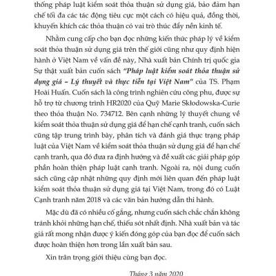 Pháp Luật Kiểm Soát, Thảo Thuận Sử Dụng Giá - Lý Thuyết Và Thực Tiễn Tại Việt Nam