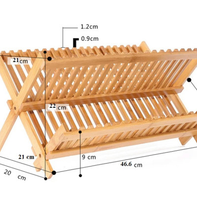 Giá úp chén bát Nhà của Mẹ chất liệu gỗ trúc tự nhiên chống mối mọt, nứt vỡ, có thể gấp gọn khi ko sử dụng, kích thước 46x22x21cm 