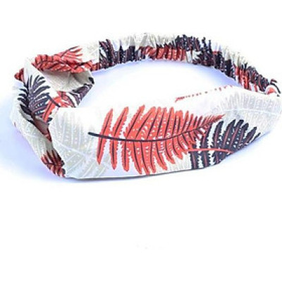 Băng Đô Vải Cài Tóc Họa Tiết Lá Màu Đỏ